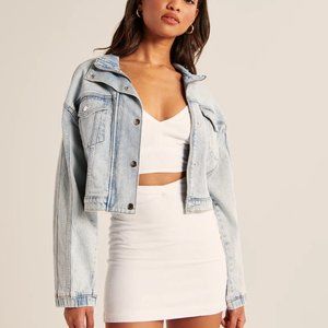 Abercrombie Drapey Mockneck Denim Jacket Light Wash M